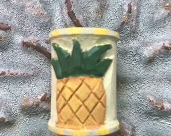 Carved Pineapple Sewing Spool Ornament: Primitive Antique Thread Spool