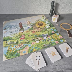 Wimmelbild, PDF Download, Handgezeichnet, Freya Brettspiel, Wichtelwelt, Wichtel, Kinder, Kindergarten, Zählen lernen, Ostern, Frühlingspiel