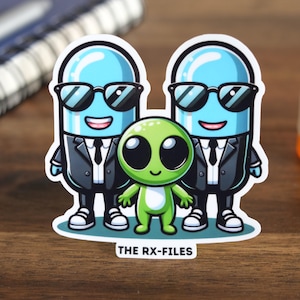 Pharmacy Stickers The Rx-Files for Pharmacists, Technicians, Students, Residents, Cute Funny Witty Gifts for Laptops Phone Water Bottles