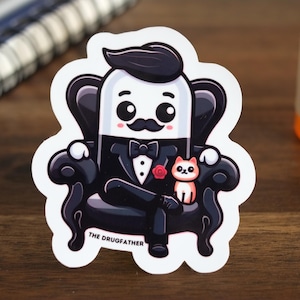 Pharmacy Stickers The Drugfather for Pharmacists, Technicians, Students, Residents, Cute Funny Witty Gifts for Laptops Phone Water Bottles
