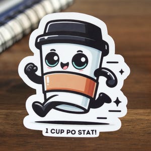 Pharmacy Stickers STAT Coffee for Pharmacists, Technicians, Nurse Gift, Doctor Gift, Cute Funny Witty Gifts for Laptops Phone Water Bottles