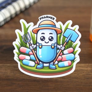 Pharmacy Stickers Pharmer for Pharmacists, Technicians, Students, Residents, Cute Funny Witty Gifts for Laptops Phone Water Bottles