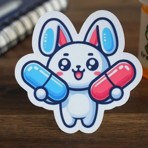 Pharmacy Stickers Blue or Red Pill for Pharmacists, Technicians, Students, Residents, Cute Funny Witty Gifts for Laptop Phone Water Bottles