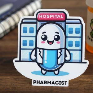 Pharmacy Stickers Hospital Pharmacists, Technicians, Students, Residents, Cute Funny Witty Gifts for Laptops Phone Water Bottles