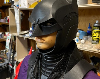 Bat Hero Cowl and Neck Armor Bundle Flexible Urethane Rubber, Handmade, Durable and Lightweight High Quality Material made Cosplay & Display