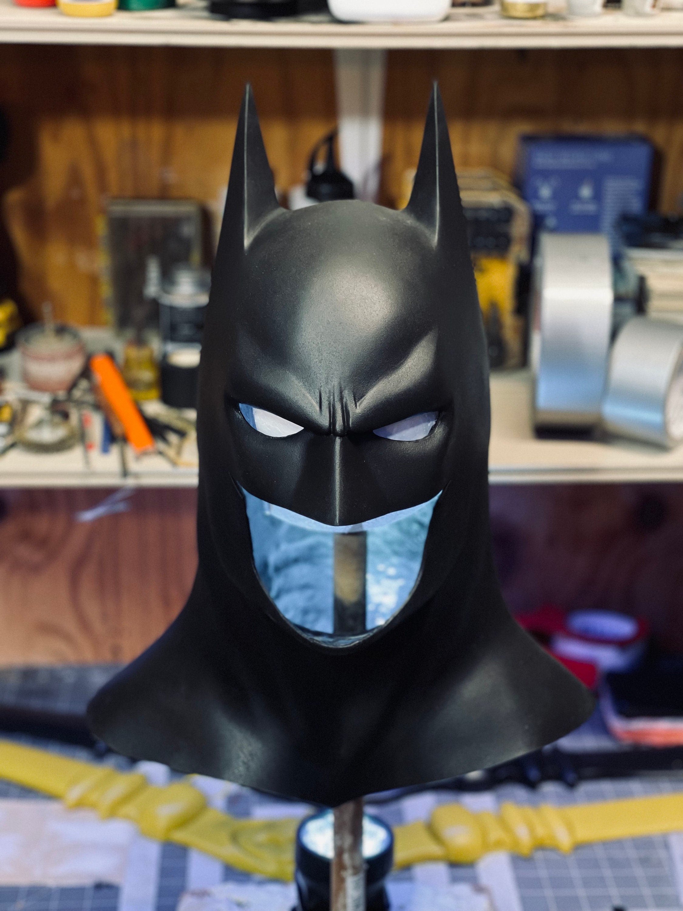 Handmade Flexible Urethane Bat Hero Cowl – Lightweight, Durable and Comfortable Wearable Cosplay Prop & Display Piece