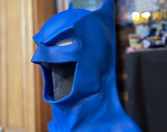 Bat Hero Cowl Choose Your Shade of Blue! Flexible Urethane Rubber, Handmade, Durable and Lightweight High Quality Material made for Cosplay