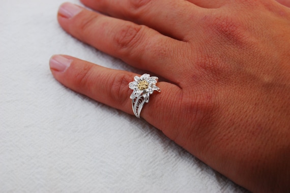 Edelweiss II - silver filigree ring