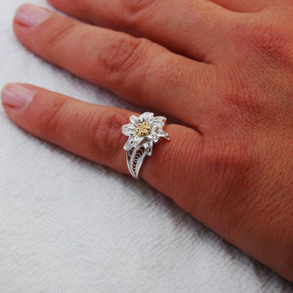 Edelweiss II - bague en filigrane d'argent