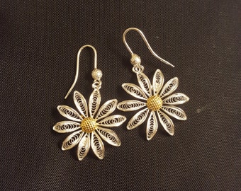 Marguerite - boucles d'oreille en filigrane d'argent