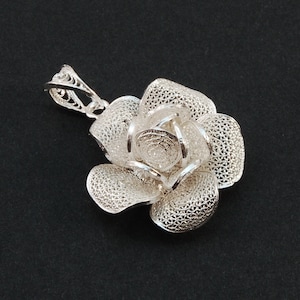 Thea Rose - Silver Filigree Pendant (optional chain)