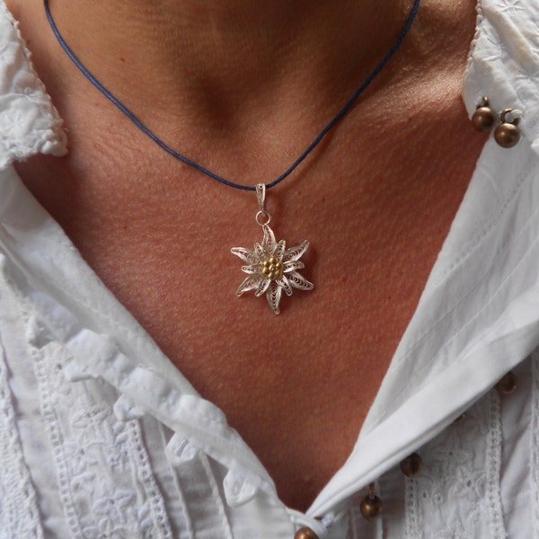 Edelweiss - pendentif en filigrane d'argent