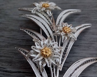 Edelweiss - Silver Filigree hairpin