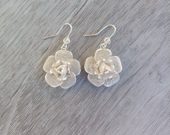 Thea Rose I - Silver Filigree earrings