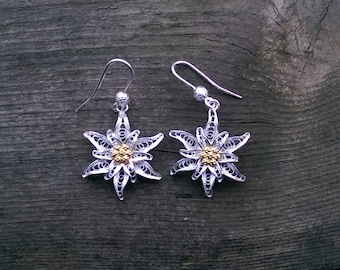 Edelweiss III - brincos de filigrana de prata