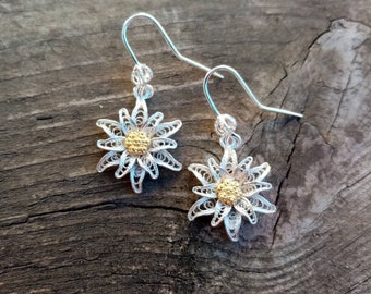 Edelweiss V - silver filigree earrings