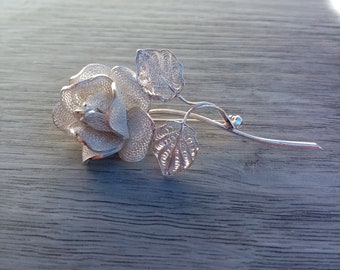 Thea Rose II - Silver Filigree Brooch