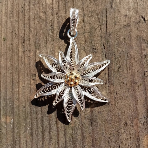 Edelweiss III Silver Filigree Pendant optional Chain Etsy Australia
