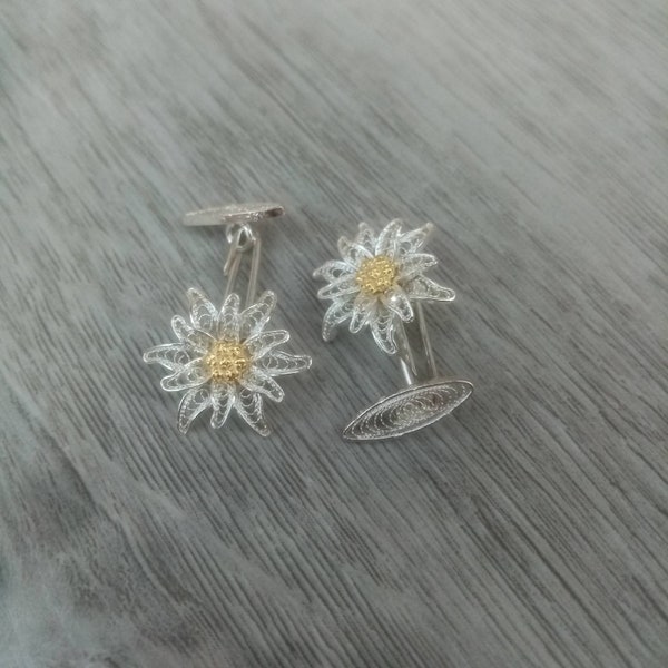 Edelweiss - boutons de manchette en filigrane d'argent