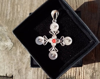 Cross III - silver filigree pendant (optional chain)