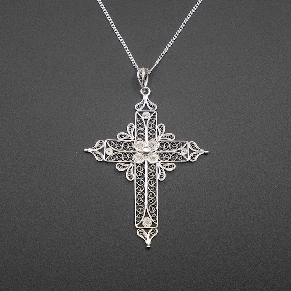 Cross I Silver Filigree Pendant optional Chain Etsy UK