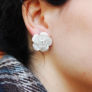 Thea Rose II Silver Filigree earrings image 2