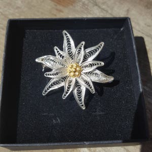 Edelweiss II - silver filigree brooch