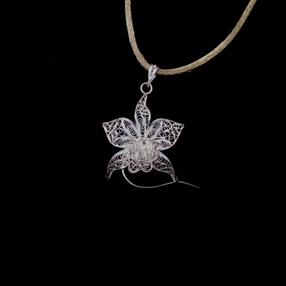 Argent Sterling Filigrane Croix Pendentif / Breloque, Italien Boîte
