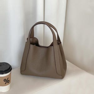 Minimalistische Leder-Einkaufstasche, kleine Leder-Eimertasche, Damen-Lederhandtaschen, echte Ledertasche
