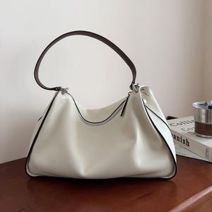 Leather Shoulder Bag, Soft Leather Underarm Shoulder Bag, Leather Tote Bag, Minimalist Bag