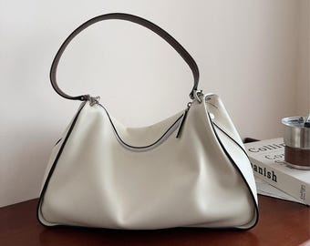 Leather Shoulder Bag, Soft Leather Underarm Shoulder Bag, Leather Tote Bag, Minimalist Bag
