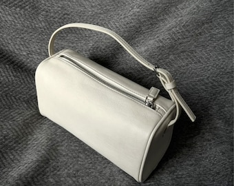 90s Leather Bag, Lambskin Women's Clutch Bag, Suede Leather Pouch Bag, Minimalist Handbag
