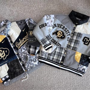 Patchwork Puffer Jacket for College Student Personalizable University Jacket for Football Games