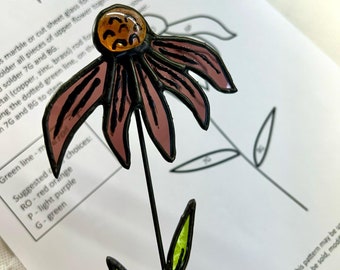 PATTERN. Coneflower Stained Glass Suncatcher Pattern (Digital Download)
