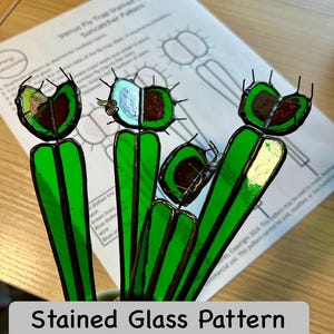 パターン - ビーナス フライ トラップ ステンド グラス サンキャッチャー パターン - インスタント デジタル ダウンロード - pdf、jpg、png ファイル - 趣味または商業利用向け