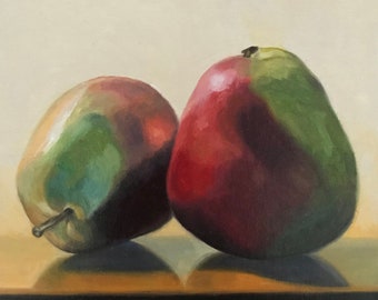 Pears Oil Painting Still Life Fruit Original Realism Small Kitchen Art EBAfineart Food Art