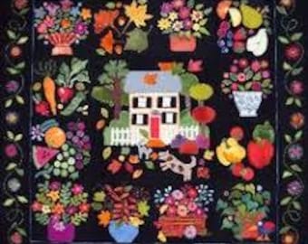 Erica Kaprow Wool Applique Quilt Kit Pattern: Home Harvest Fall 42 x 42