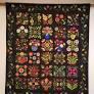 Everything's Blooming Erica Kaprow Applique Pattern Black Wool