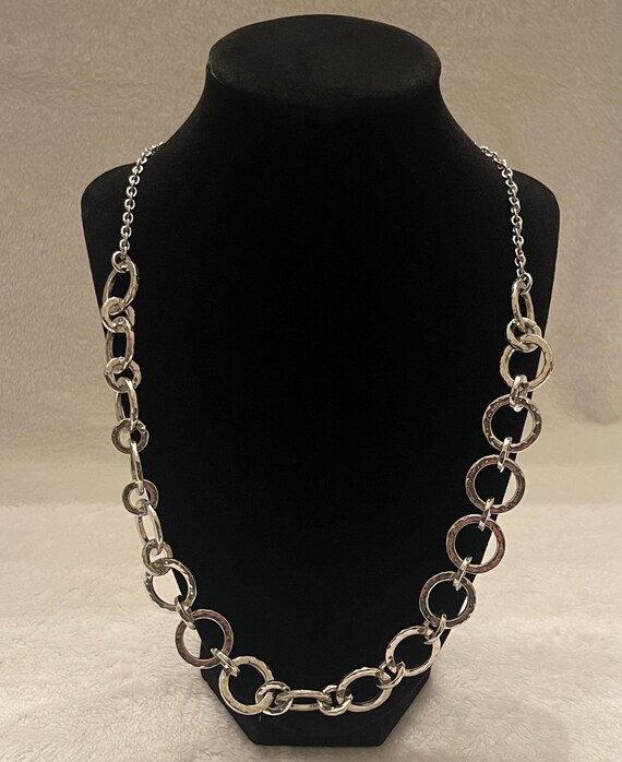 Talbots Circle Texture Link Silver Tone Necklace - image 1