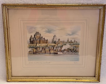 Vintage G.A. Dumarais Hand-Colored Signed Print "Château Frontenac" Quebec