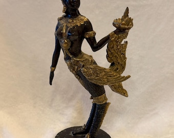 Vintage Thai Bronze Statue_Kinnaree or Teppanom_11"