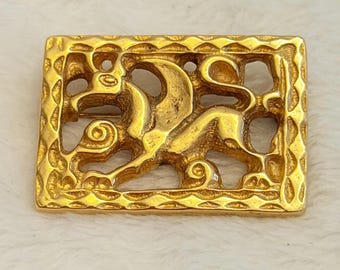 Vintage MMA Avar Winged Horse Brooch Pin Gold Tone_ marked “MMA” for Metropolitan Museum of Art