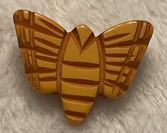 Fabulous Bakelite Bee or Butterfly Pin_Butterscotch_Yellow_Tested