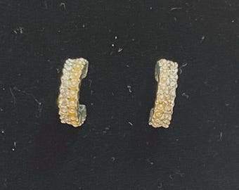 Vintage Napier Earrings_faux pearl and diamond