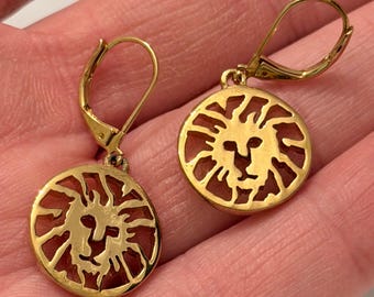 Anne Klein Gold-Tone Dangle Lion Head Logo Earrings