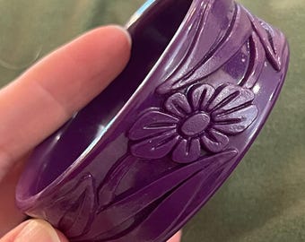 Vintage Retro Marion Godart Paris Bracelet_Purple Floral Design