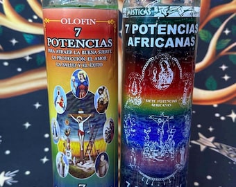 Fixed and Plain 7 African Powers Candles || Veladoras de Los 7 Potencias Africanas Preparadas y Lisas