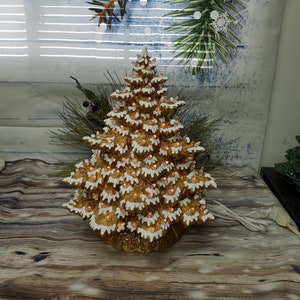 Made to Order 17&quot; Frazier Fir Lighted Ceramic Christmas Tree - Gold