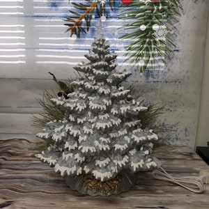 Made to Order 17&quot; Frazier Fir Lighted Ceramic Christmas Tree - Silver