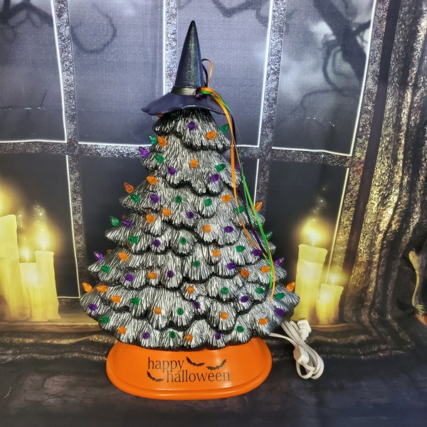 Halloween Tree Lighted 21 inch - Black / Silver / Orange
